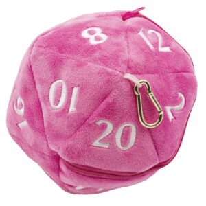 Ultra PRO - Hot Pink D20 Plush Dice Bag - The Perfect Dice Bag for Any RPG Games Like Magic: The Gathering, and D&D, Carry up to 50 Dice in a Stylish Plush Bag and Up Your Game