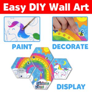 Faber-Castell Rainbow Vibes Wall Art Craft Kit - Paint and Decorate Your Own Unicorn Canvas Art, Unicorn Painting Kit for Kids, Arts and Crafts for Ages 6-8+, Purple