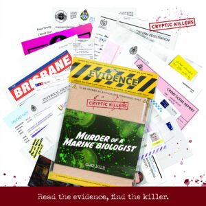 Unsolved Murder Mystery Game - Cold Case Files Investigation - CRYPTIC KILLERS - Detective Clues/Evidence - Solve The Crime - Individuals, Date Nights & Party Groups - Murder of a Marine Biologist