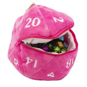 Ultra PRO - Hot Pink D20 Plush Dice Bag - The Perfect Dice Bag for Any RPG Games Like Magic: The Gathering, and D&D, Carry up to 50 Dice in a Stylish Plush Bag and Up Your Game