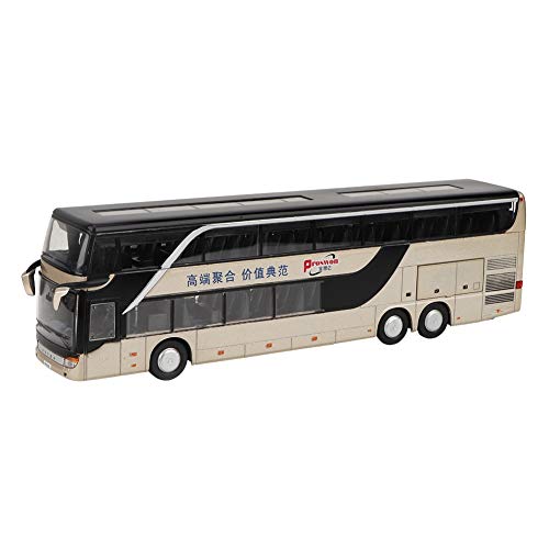 FECAMOS Electric Bus Toy 1:32 Alloy Double Decker Bus Model Long Distance Bus Toy Car Bus with Light Music for Children Kids Gift(Gold)