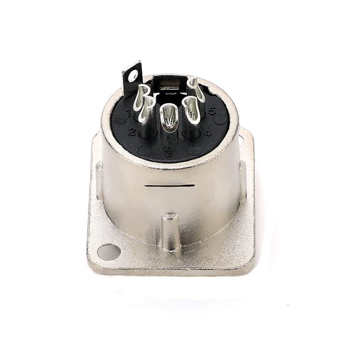 GDQLCNXB XLR Male Jack 5 Pin Panel Mount Jacks，Silver Metal Housing XLR-M Microphone Connector, 4Pcs.