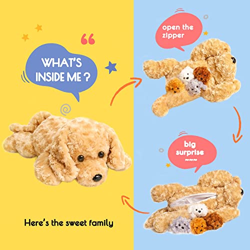 5 Pieces Dog Stuffed Animals for Girls,1 Mommy Dog with 4 Babies,Puppy Stuffed Animals Gifts for Girls 3 4 5 6 7 8 9 Years,Soft Plush Toys for Kids Christmas,Valentine's,Birthday,Children's Day