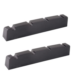 Metallor 4 String Graphite Bass Guitar Nut Pre-Slotted Top Nut Compatible with PB Bass Black 43 x 9 x 6mm Set of 2pcs.