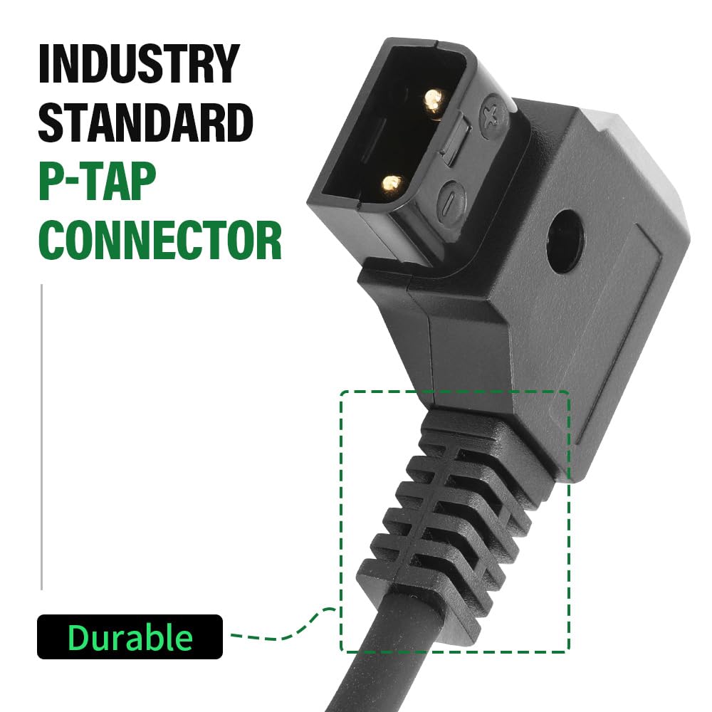 2-Pin Right-Angled to D-tap/P-tap Power Cable for Teradek/SMALLHD/ARRI/RED/TILTA/Paralinx/Preston/Hollywood/Switronix/Panasonic Cable Made with Super Soft wire17.3 inches