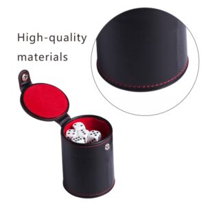 Dice Cup Pu Leather Dice Storage Tool Fashion Felt Lining Quiet Dice Shaker for Enjoy with Friend and Family in Party(5 dice Included)