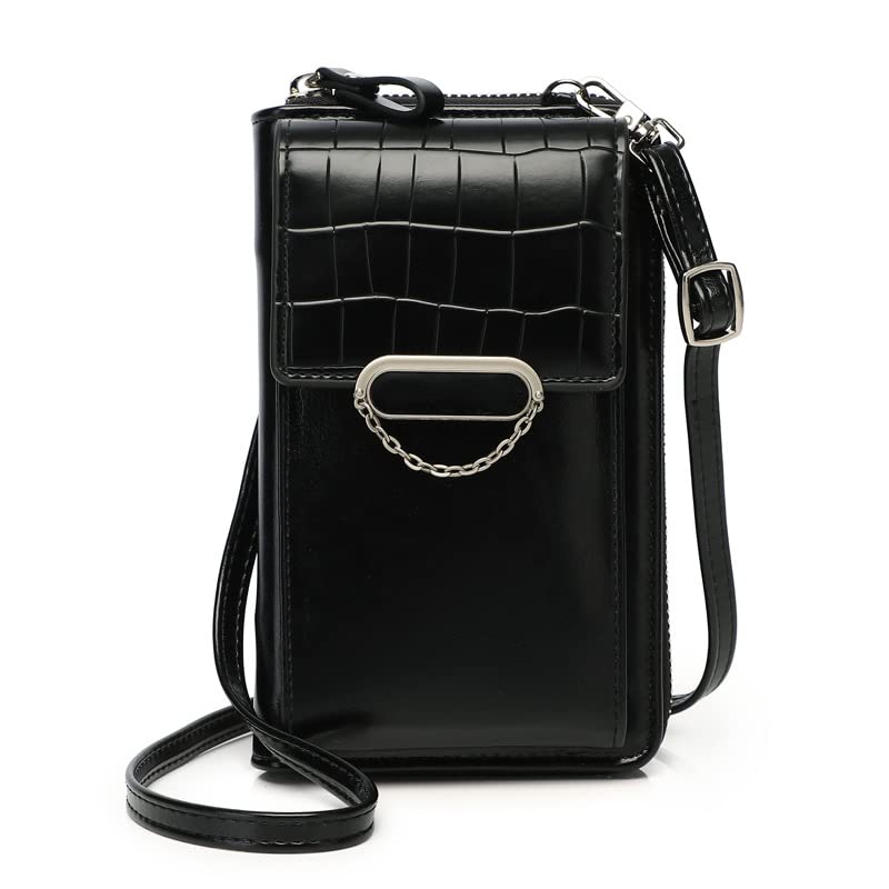 Women Crossbody Phone Bag, Small Messenger Shoulder Bag Cash Handbag Wallet Purse New in 2022 (BLACK)