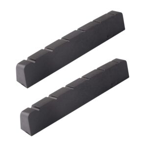 Metallor 6 String Graphite Guitar Nut Pre-Slotted Top Nut Compatible with Les Paul LP SG Style Electric Guitar or Acoustic Guitar Black 43 x 9 x 6mm Set of 2pcs.