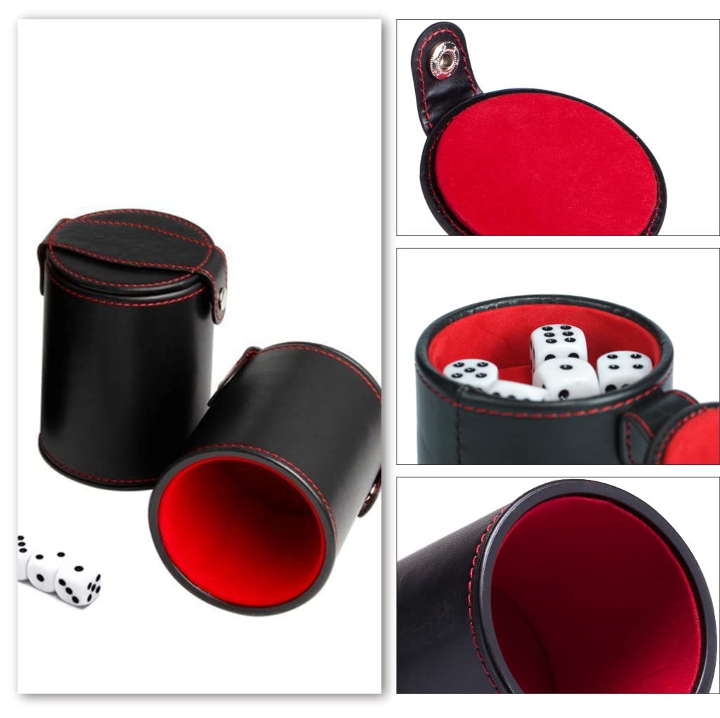 Dice Cup Pu Leather Dice Storage Tool Fashion Felt Lining Quiet Dice Shaker for Enjoy with Friend and Family in Party(5 dice Included)