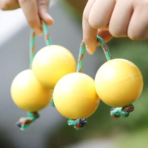 Generic 1 Pair Hand Shaker Balls Kashaka Instrument,Double Gourd Percussion,Music Egg Shaker,African Shaker Rattle, Yellow