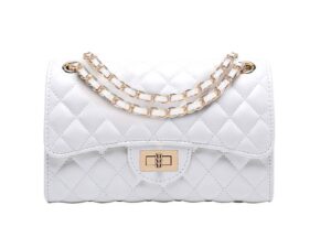 eveupp white purses for women white crossbody bags for women quilted purse with chain strap l