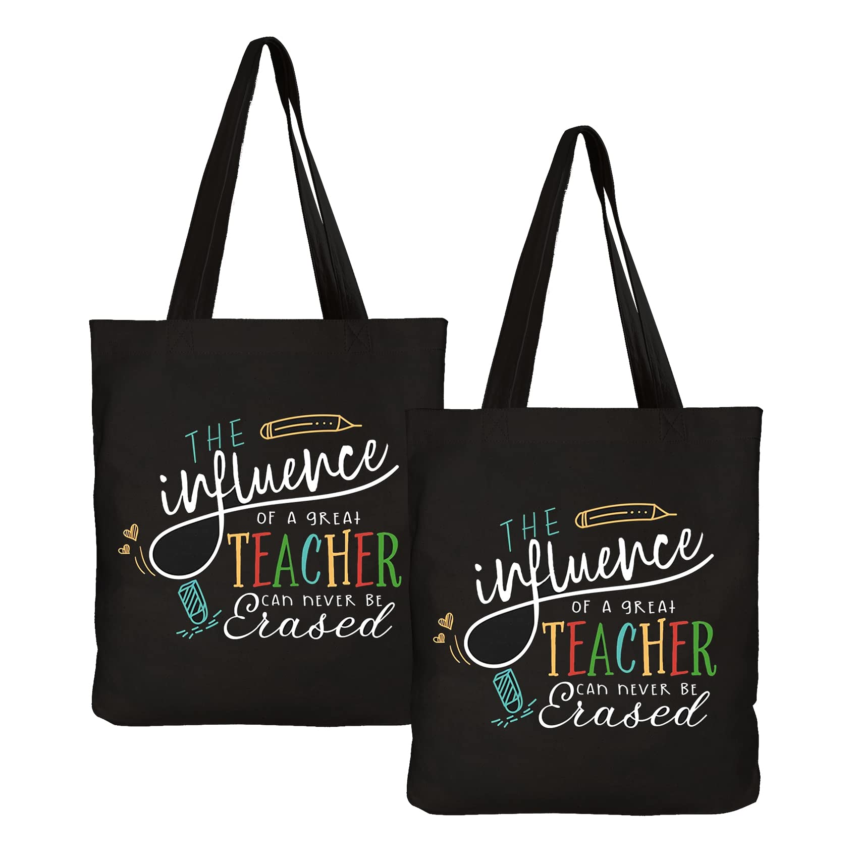 ELEGANTPARK Teacher Appreciation Gifts in Bulk Teacher Gifts for Women Graduation Valentines Day Thanksgiving Christmas Gifts for Teacher Bag with Interior Pocket Black Canvas 2 Pcs