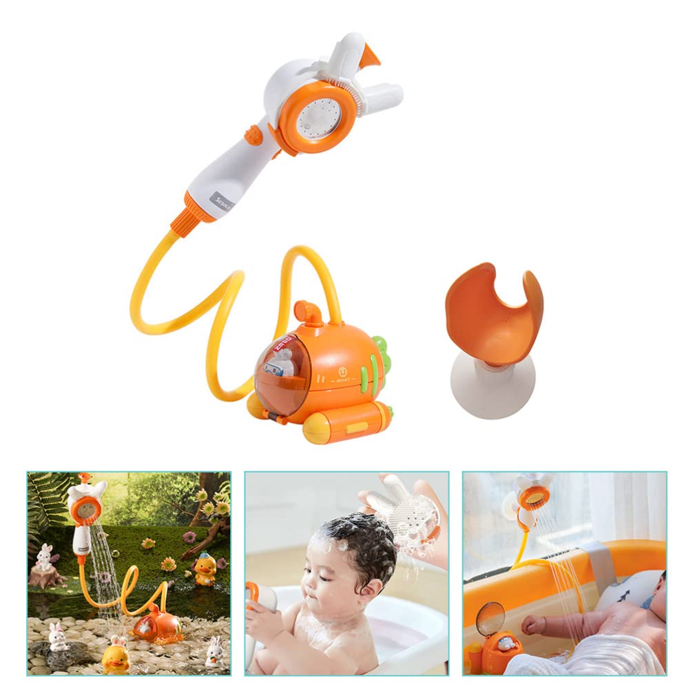 Bath Toy Submarine Spray Station Battery Operated Water Pump with Hand Shower Head Cartoon Carrot Bathtub Toy for Purple Bathroom Accessories