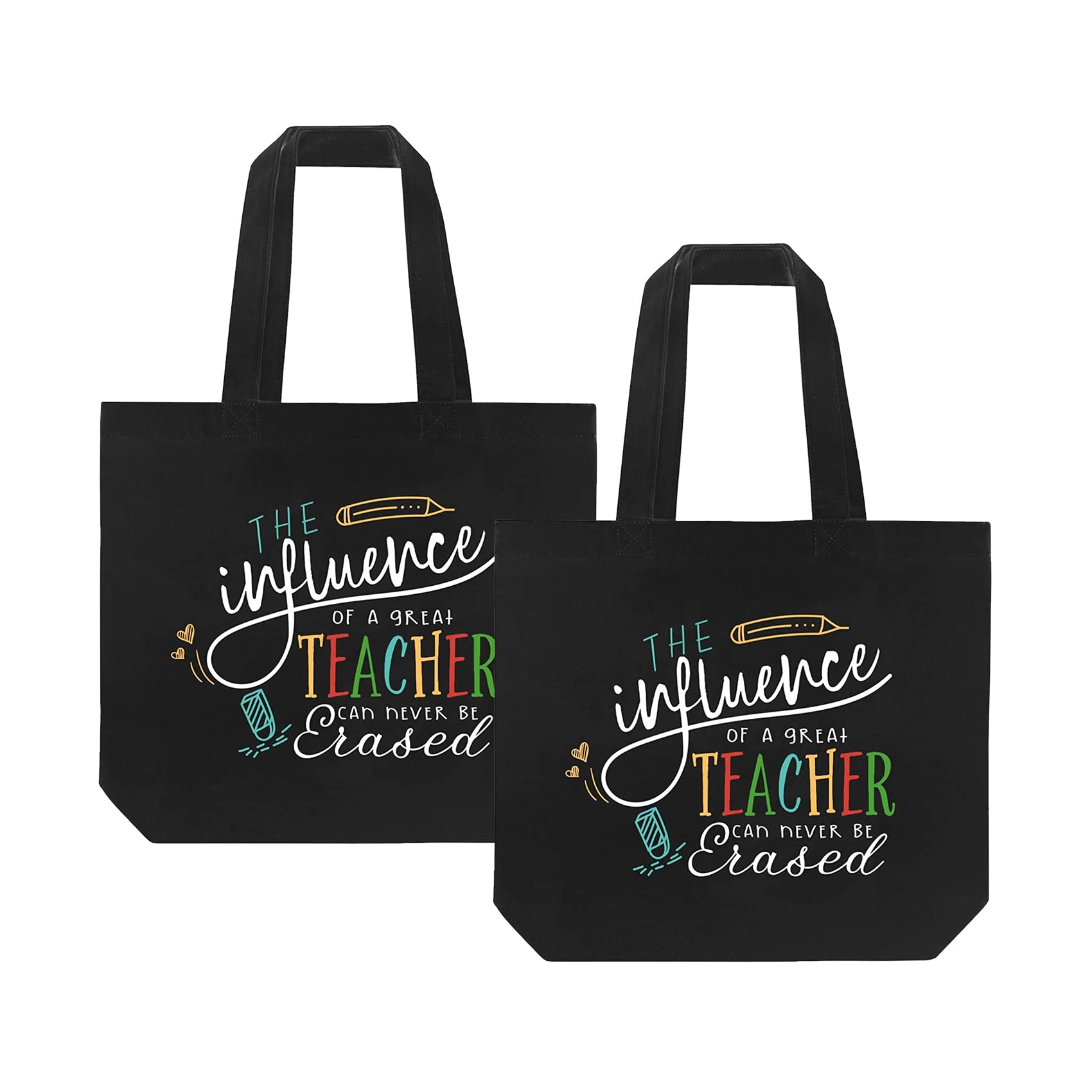 ELEGANTPARK Teacher Appreciation Gifts in Bulk Teacher Gifts for Women Graduation Valentines Day Thanksgiving Christmas Gifts for Teacher Bag with Interior Pocket Black Canvas 2 Pcs