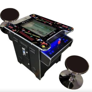 TOP US VIDEO ARCADES Full Size Commercial Grade Cocktail Arcade Machine 2 Player Retro 412 Games 22" LCD Screen Tempered Glass 2 Stools Included 5 Year Warranty Black