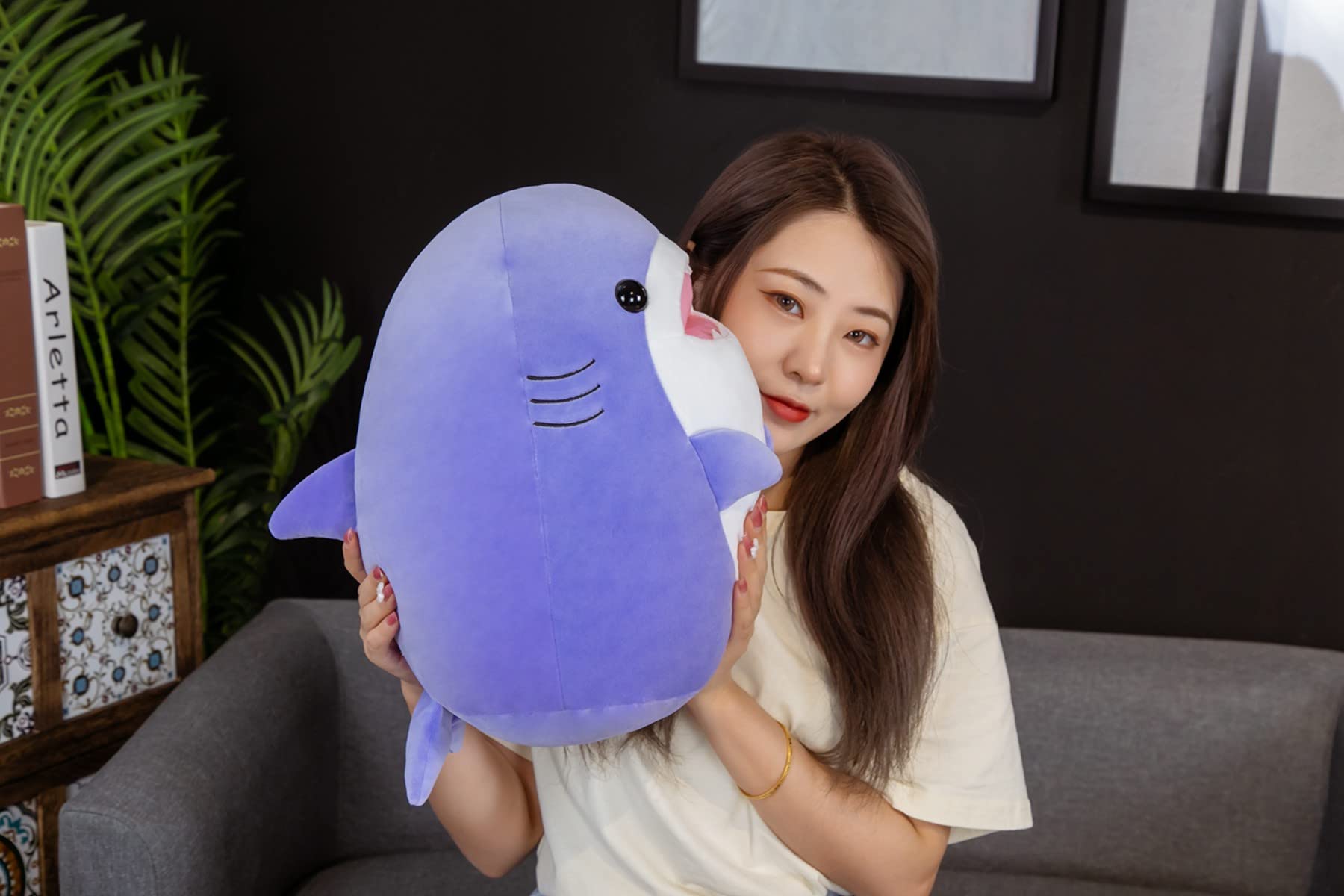 COSGOO 17 Inch Soft Purple Shark Plush Hugging Pillow Cute Shark Stuffed Animal Plushies Shark Doll Toy Kids Stuffed Animals Shark Plush Toys for Birthday, Valentine, Christmas or Daily¡­