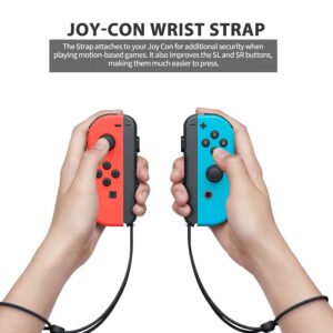 VANJUNN Replacement Wrist Strap for Switch OLED and Switch 2017Joycon,1 Pair Hand Wrist Strap Lanyard Replacement Parts Accessories with Joysticks Caps for Nintendo Switch Joycon