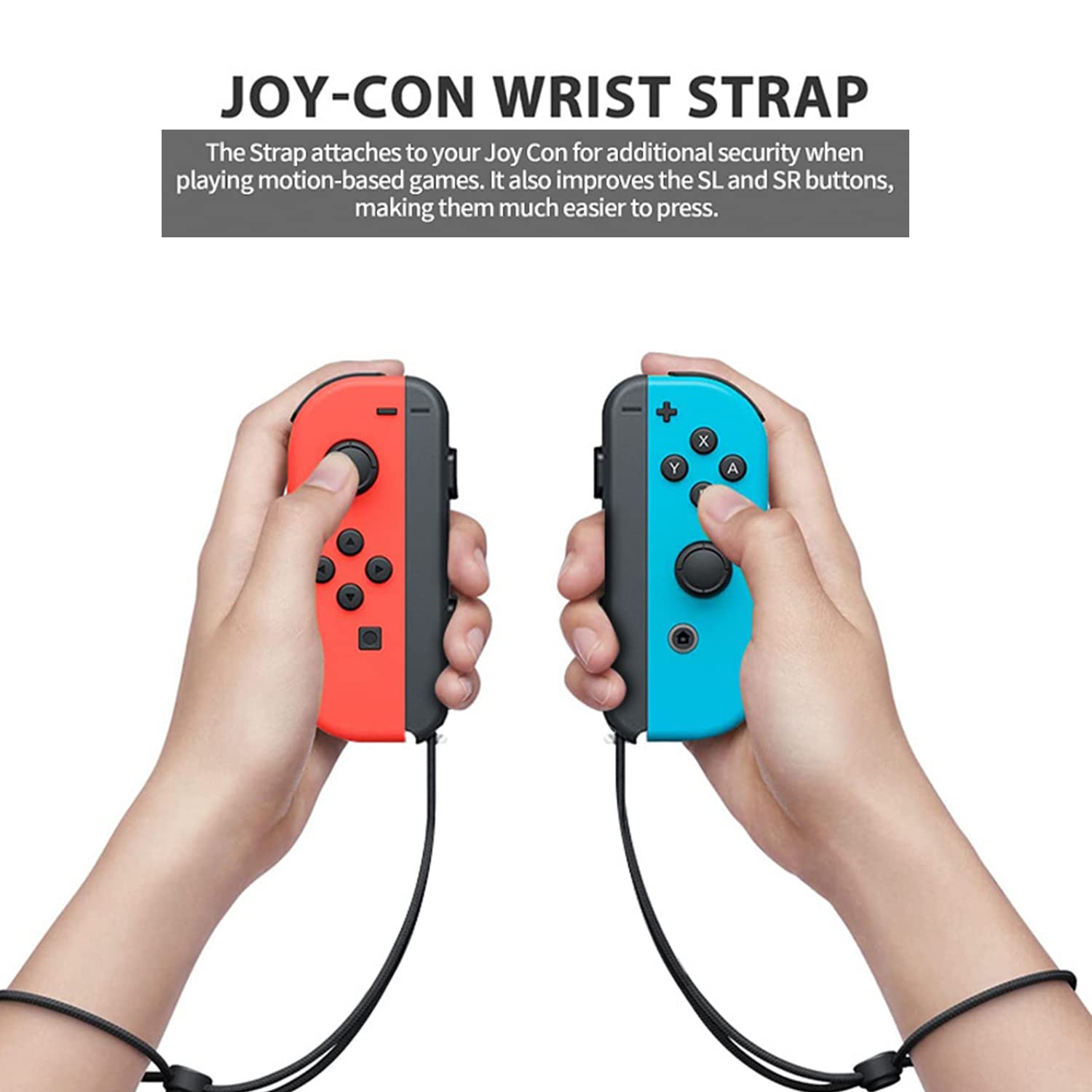 VANJUNN Replacement Wrist Strap for Switch OLED and Switch 2017Joycon,1 Pair Hand Wrist Strap Lanyard Replacement Parts Accessories with Joysticks Caps for Nintendo Switch Joycon