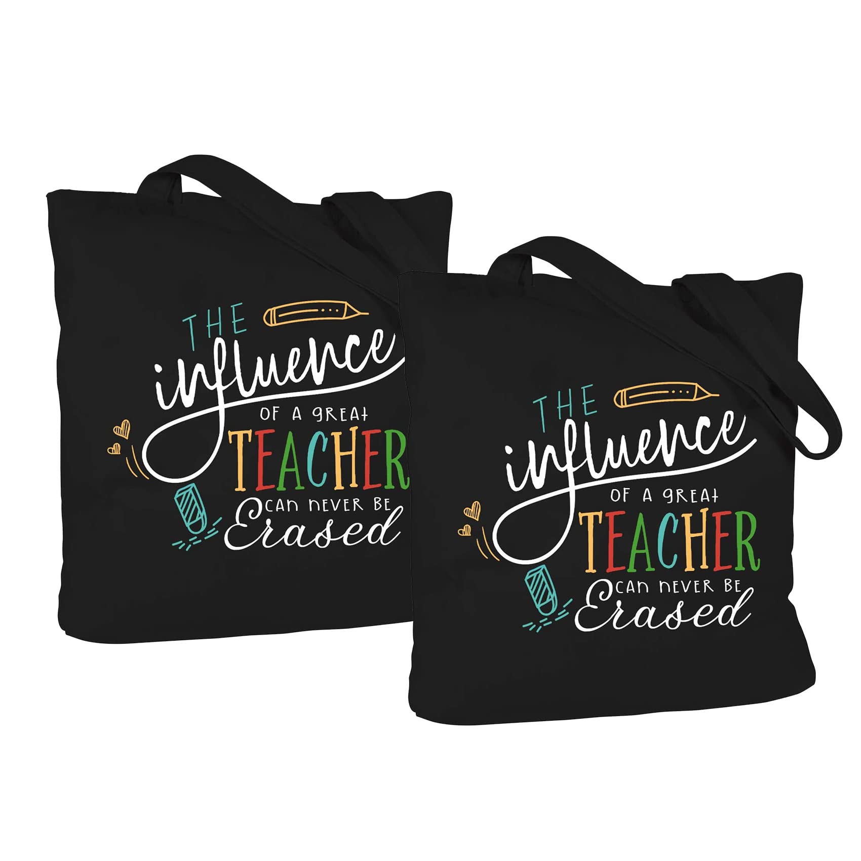 ELEGANTPARK Teacher Appreciation Gifts in Bulk Teacher Gifts for Women Graduation Valentines Day Thanksgiving Christmas Gifts for Teacher Bag with Interior Pocket Black Canvas 2 Pcs