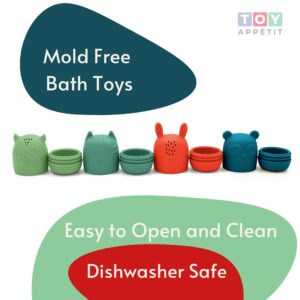 Mold Free Bath Toys - Silicone Bath Toys for Babies 6-12 Months - Non-Toxic Bathtub Toys for Toddlers 1-3 - Infant Bath Toys - No Mold Baby Bath Toys Gift - Woodland Creatures by Toy Appétit