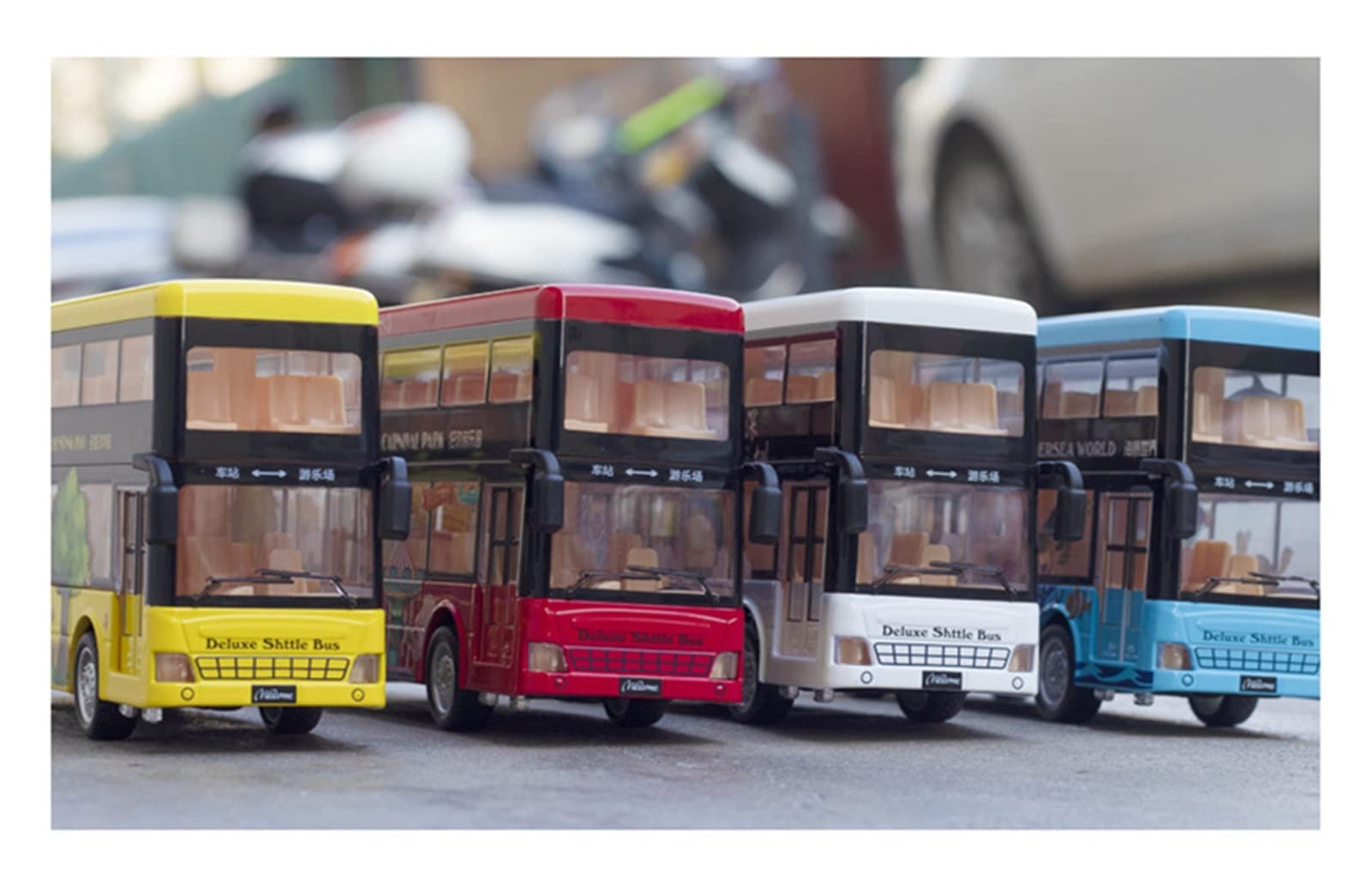 MING ZHEN Toy car Model for Sightseeing Tourist Double Decker Toy Bus City Bus Diecasts Alloy Toy Car Model Sound Light Kids Gift (Color : A1)