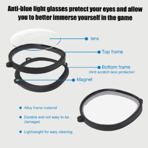 OOAVR Anti-Blue Light Glasses for Oculus Quest 2 Come with a Magnetic Alloy Frame and Anti-Blue Light Lens Accessories That Supports Changing Lenses to Accommodate Your Nearsightedness (Black)