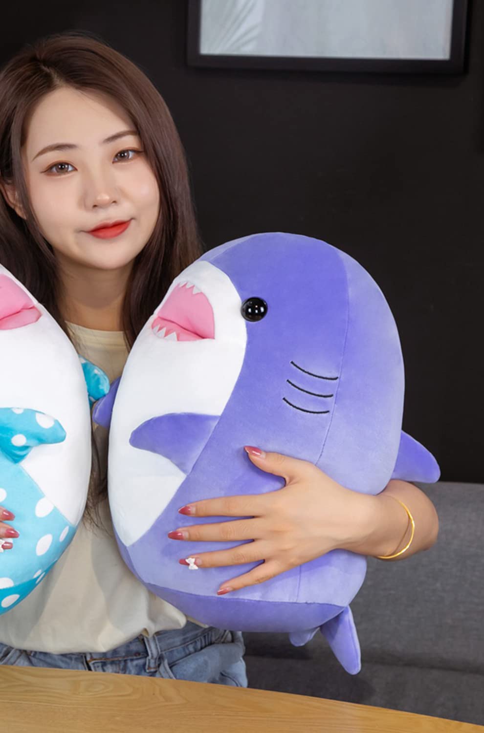 COSGOO 17 Inch Soft Purple Shark Plush Hugging Pillow Cute Shark Stuffed Animal Plushies Shark Doll Toy Kids Stuffed Animals Shark Plush Toys for Birthday, Valentine, Christmas or Daily¡­