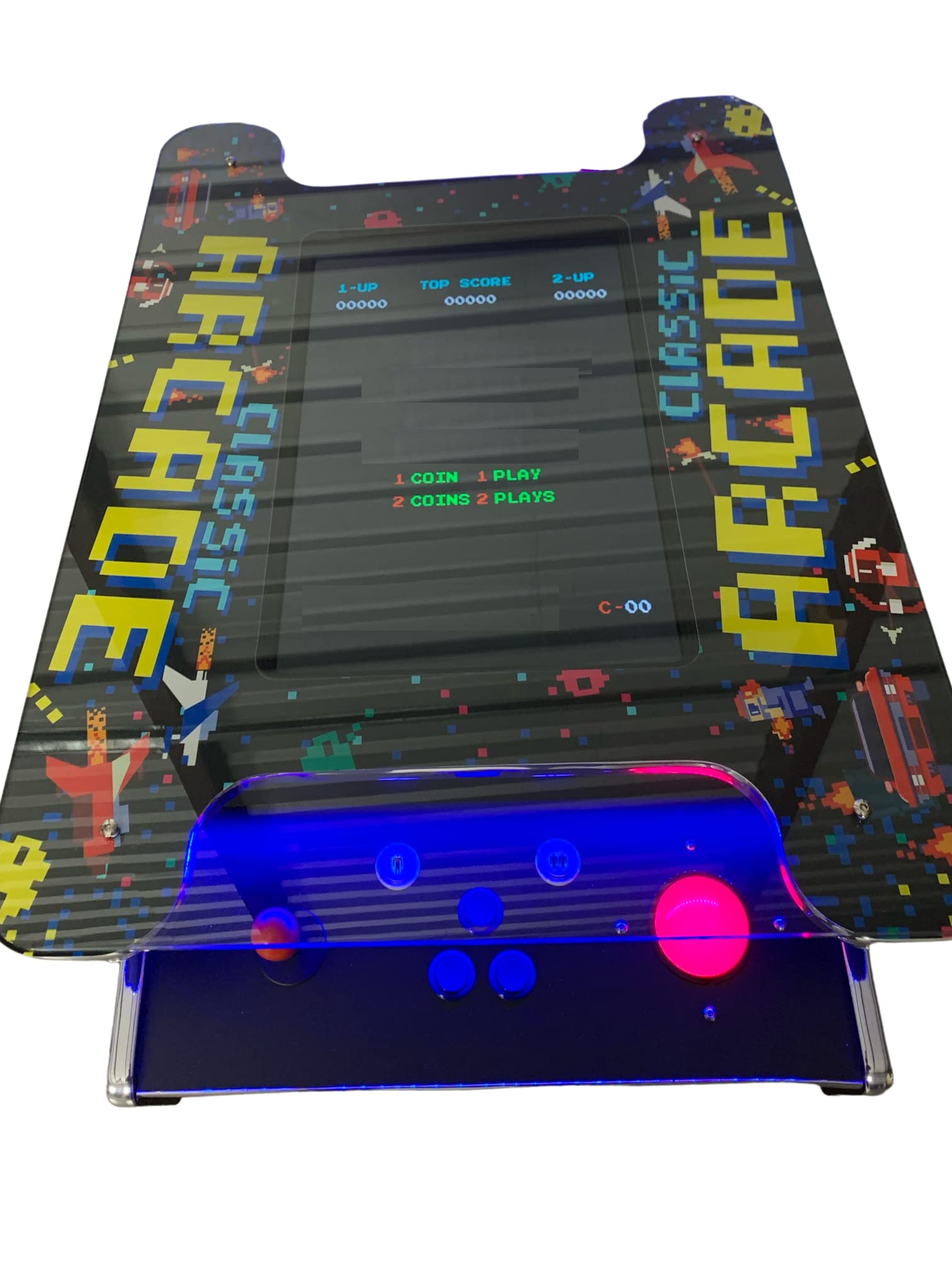 TOP US VIDEO ARCADES Full Size Commercial Grade Cocktail Arcade Machine 2 Player Upgraded Trackballs 412 Games 22" LCD Screen Tempered Glass 2 Stools Included 5 Year Warranty Black