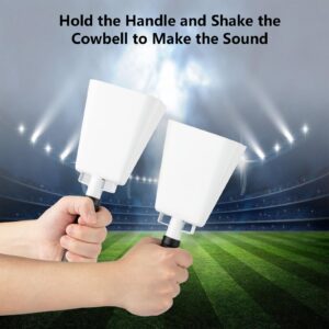 Steel Cowbell with Handle 8 Inch Cow Bells Noise Makers, 2 Pack Large Cowbells for Sporting Events, Hand Percussion Cowbells Cheering Bell for Football Game Party Concert Graduation School (White)