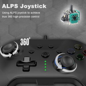 GCHT GAMING SP1048 Wired PC Gaming Controller with Paddles/Hall Joysticks/Hall Triggers/RGB Lighting, Work for Windows PC, Android, Steam and Switch (Black)