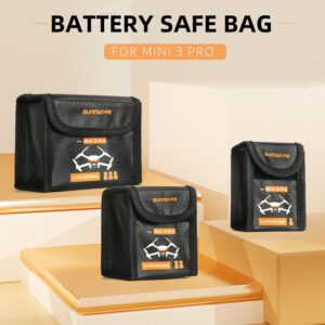 Anbee Lipo Battery Safe Bag Fireproof Safety Charging Storage Bag Compatible with DJI Mini 3/3 Pro RC Drone (Large, For 3pcs batteries)