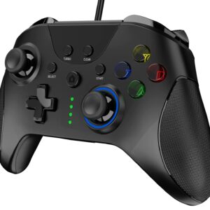 GCHT GAMING SP1048 Wired PC Gaming Controller with Paddles/Hall Joysticks/Hall Triggers/RGB Lighting, Work for Windows PC, Android, Steam and Switch (Black)