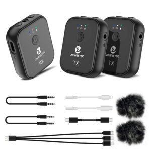 zoweetek wireless lavalier microphone dual channel,suitable for iphone,android phone,ipad,dslr,gopro,camera,laptop.