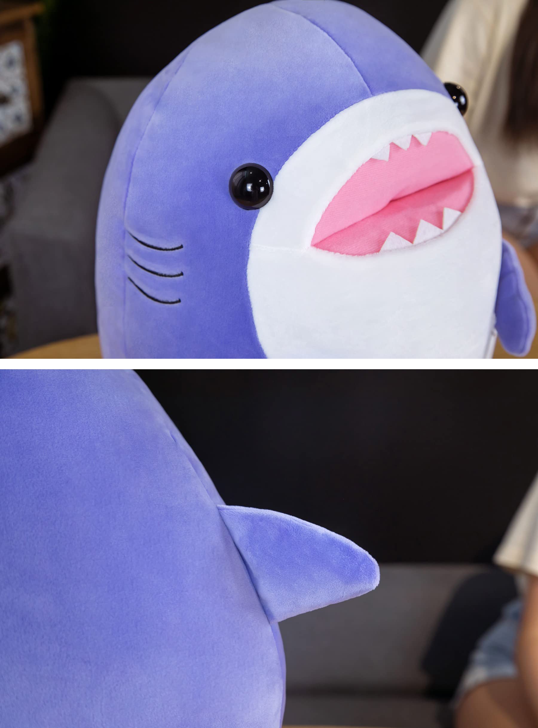 COSGOO 17 Inch Soft Purple Shark Plush Hugging Pillow Cute Shark Stuffed Animal Plushies Shark Doll Toy Kids Stuffed Animals Shark Plush Toys for Birthday, Valentine, Christmas or Daily¡­