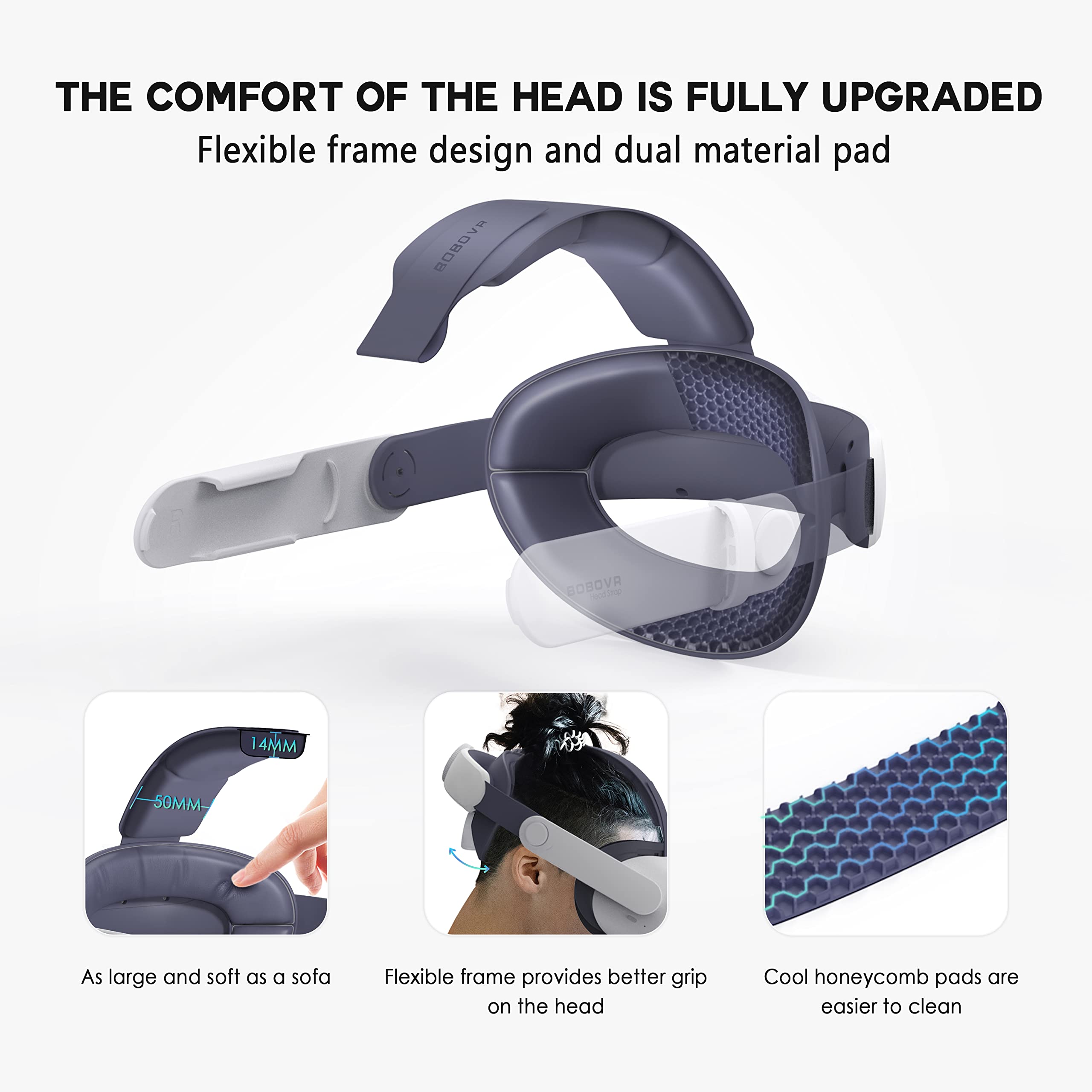 BOBOVR M1 Plus Head Strap Accessories,Compatible with Quest 2,Elite Strap for Enhanced Support and Lightweight Design,Replaceable Honeycomb Anti-Skid Pad