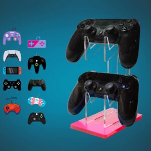 PhoeniXeries Universal Dual Controller Holder for PS4, PS5, Xbox ONE, Switch, Dual Controller Stand, Dual Controller Desk Organizer (Pink)