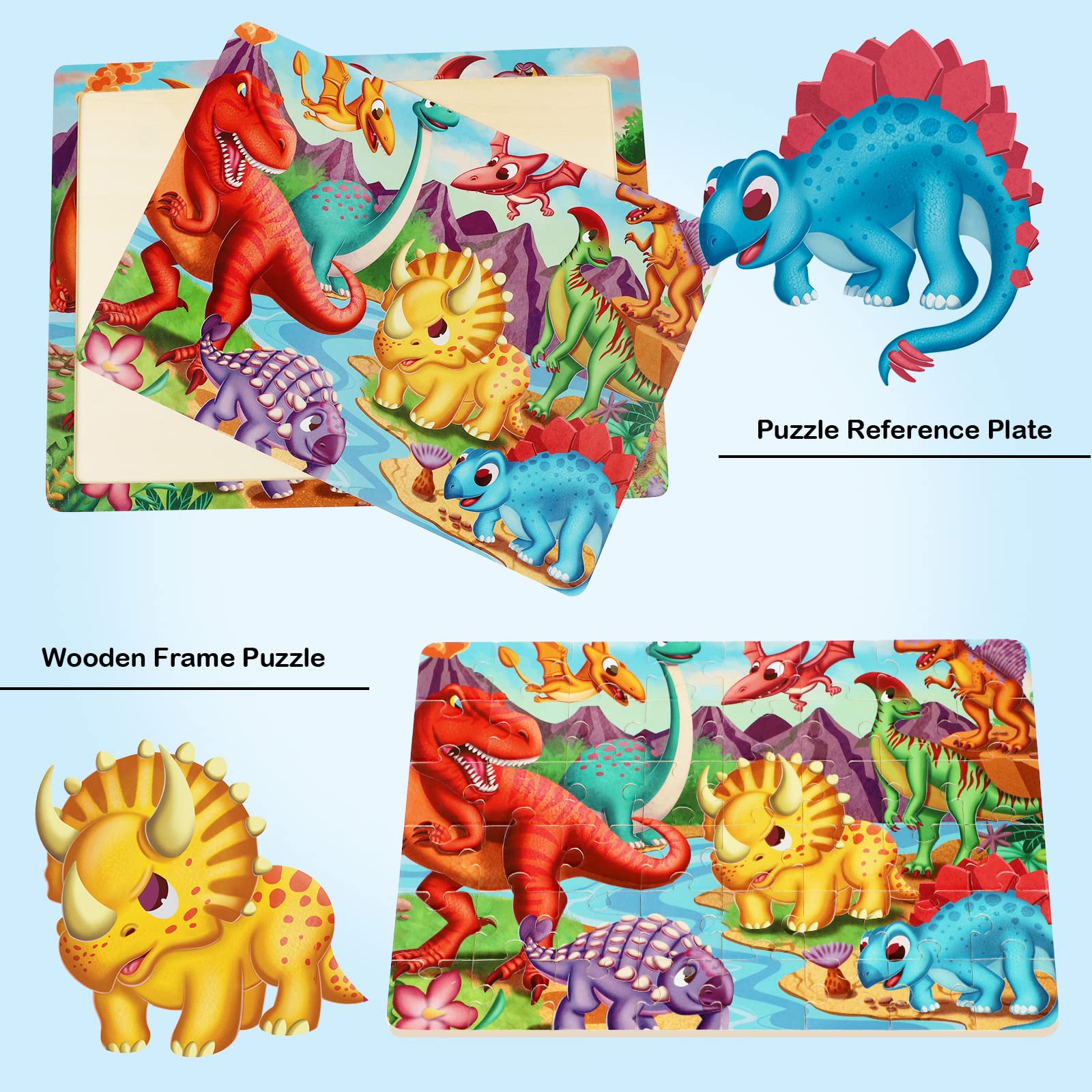 Wooden Puzzles for Kids Ages 4-6-8, 48 Piece Jigsaw Puzzles for Kids 3 4 5 6 7 8 Year Old, Toddler Children Preschool Puzzles Educational Toys for Boys and Girls