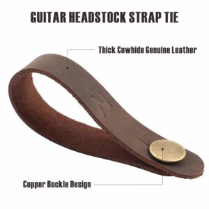 Nefelibata Guitar Strap Lock, Leather Guitar Strap Button, Headstock Adapter Tie,Guitar Neck Strap for Acoustic, Ukulele Strap & Mandolin,Come with Free 1 Pair Strap Locks