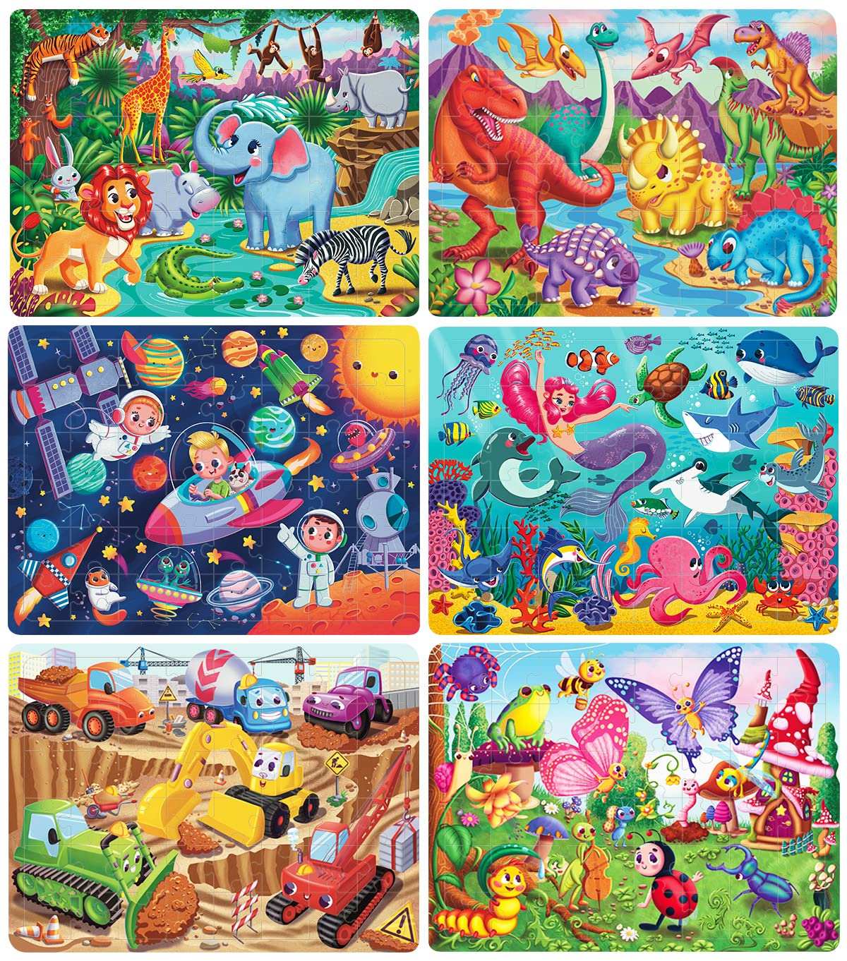 Wooden Puzzles for Kids Ages 4-6-8, 48 Piece Jigsaw Puzzles for Kids 3 4 5 6 7 8 Year Old, Toddler Children Preschool Puzzles Educational Toys for Boys and Girls