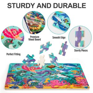 Wooden Puzzles for Kids Ages 4-6-8, 48 Piece Jigsaw Puzzles for Kids 3 4 5 6 7 8 Year Old, Toddler Children Preschool Puzzles Educational Toys for Boys and Girls