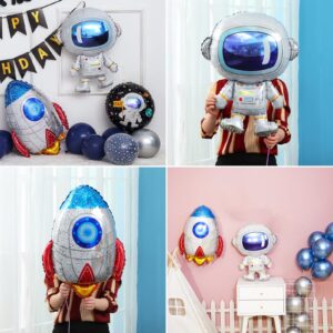 Kawailay Astronaut Rocket 7th Birthday Party Balloons Jumbo Spaceman Birthday Balloons Outer Space Theme Foil Balloons 32 Inch Blue Number 7 Helium Balloon for Birthday Party