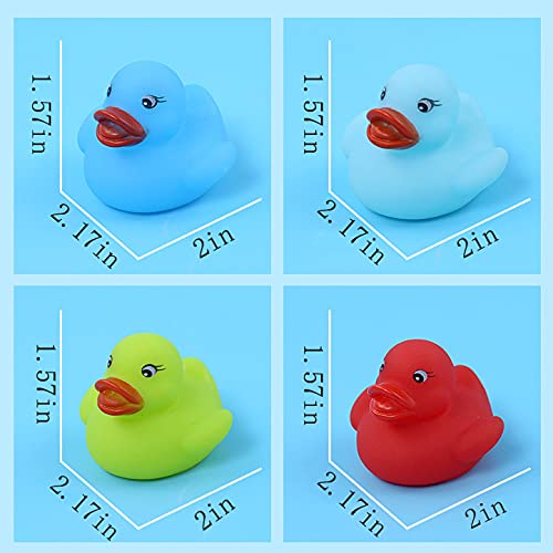 Fessal 24 Pcs Multicolor Squeak Rubber Duck Ducky Baby Bath Toy for Boys and Girls Over 3 Years (2'')