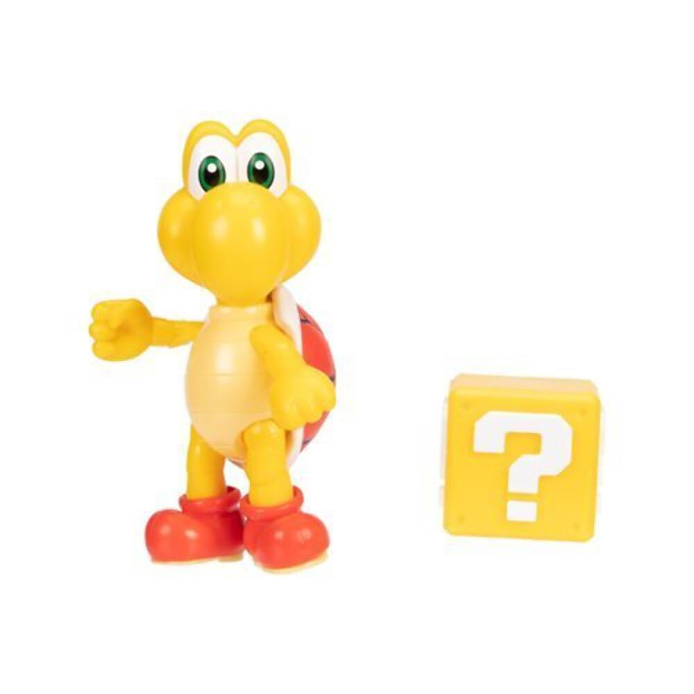 SUPER MARIO Collectible Red para Koopa Troopa 4 inch Poseable Articulated Action Figure with Question Mark Accessory for Ages 3+