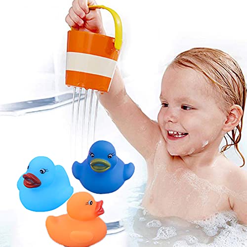 Fessal 24 Pcs Multicolor Squeak Rubber Duck Ducky Baby Bath Toy for Boys and Girls Over 3 Years (2'')