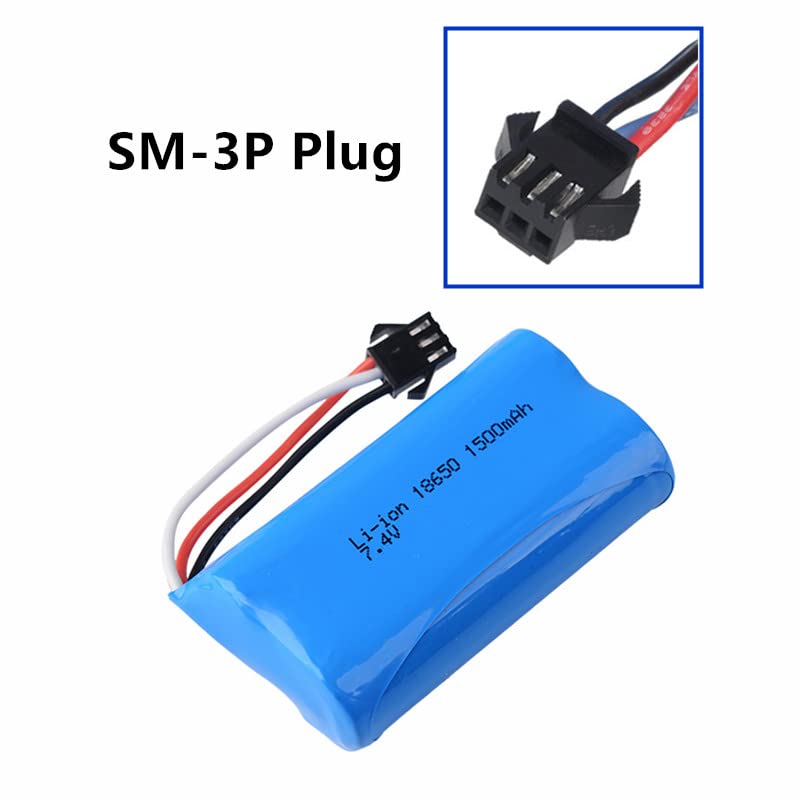 7.4V 1500mAh Li-ion Rechargeable Battery with SM-3P Plug and USB Charger Cable for RC Tank RC Toy