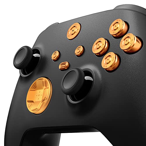 eXtremeRate Metal Gold Buttons for Xbox Core Wireless Controller, 9 in 1 Custom Accessories Aluminum Alloy Dpad ABXY Start Back Share Home Keys Replacement Parts for Xbox Series X & S Controller