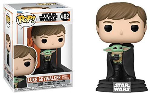 POP Star Wars: The Mandalorian - Luke Skywalker with Grogu Funko Vinyl Figure (Bundled with Compatible Box Protector Case), Multicolor, 3.75 inches