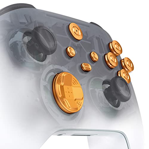 eXtremeRate Metal Gold Buttons for Xbox Core Wireless Controller, 9 in 1 Custom Accessories Aluminum Alloy Dpad ABXY Start Back Share Home Keys Replacement Parts for Xbox Series X & S Controller