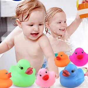 Fessal 24 Pcs Multicolor Squeak Rubber Duck Ducky Baby Bath Toy for Boys and Girls Over 3 Years (2'')