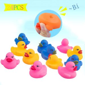 Fessal 24 Pcs Multicolor Squeak Rubber Duck Ducky Baby Bath Toy for Boys and Girls Over 3 Years (2'')